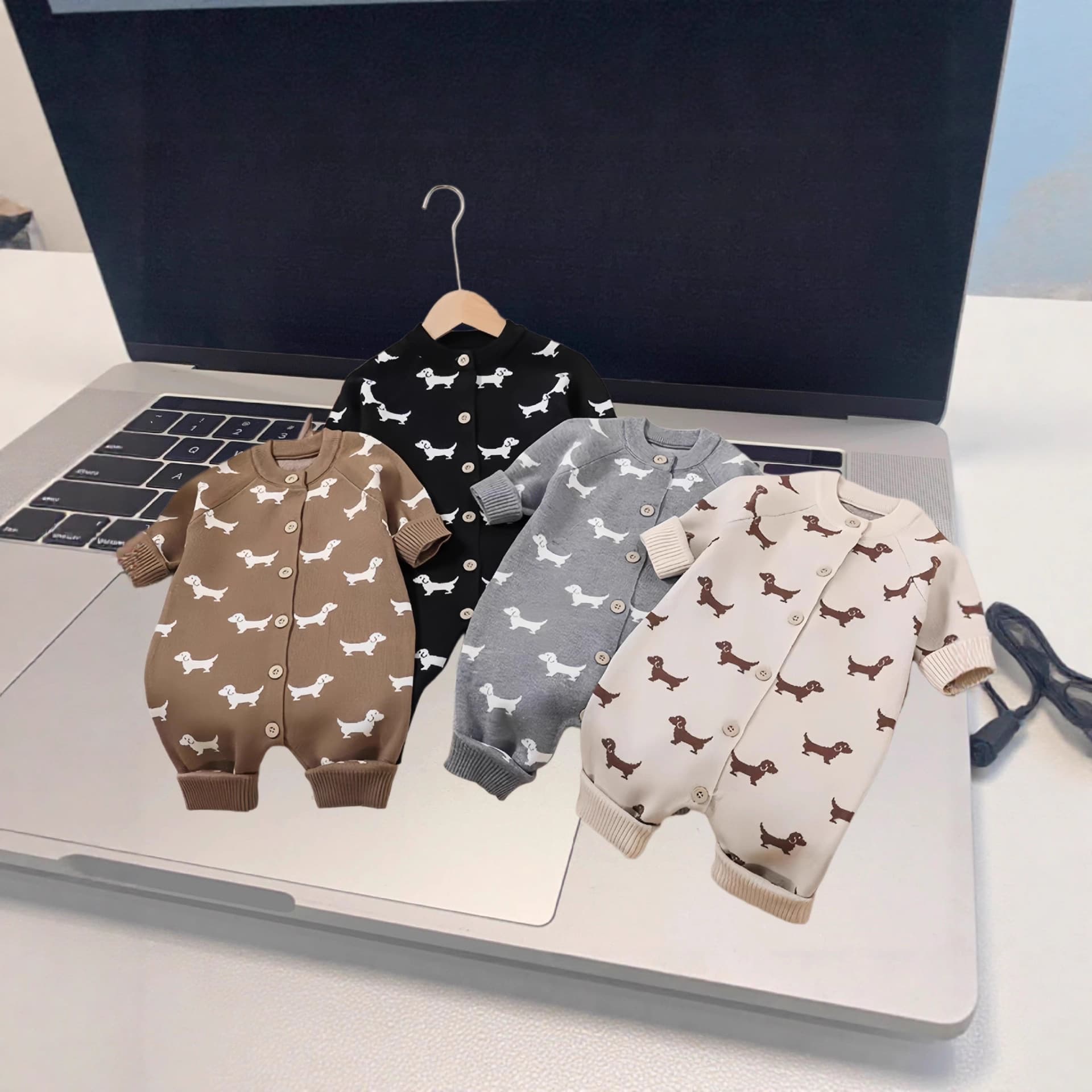 Baby Romper Suit Sweater Autumn Winter Newborn Clothes Soft Enzyme Washed Long Sleeve Animal Cartoon Print Comfortable Babywear