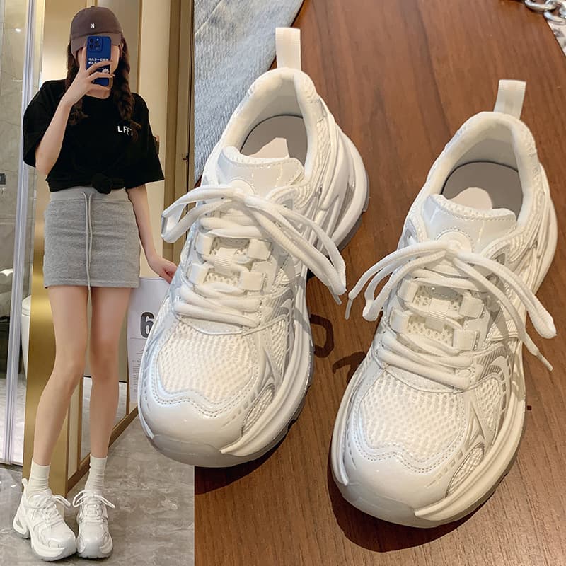 Shining Galaxy Breathable Mesh Soft Sole Chunky Sneakers 2025 Spring Summer Thin Thick Sole Sports Casual Ins Trendy Women
