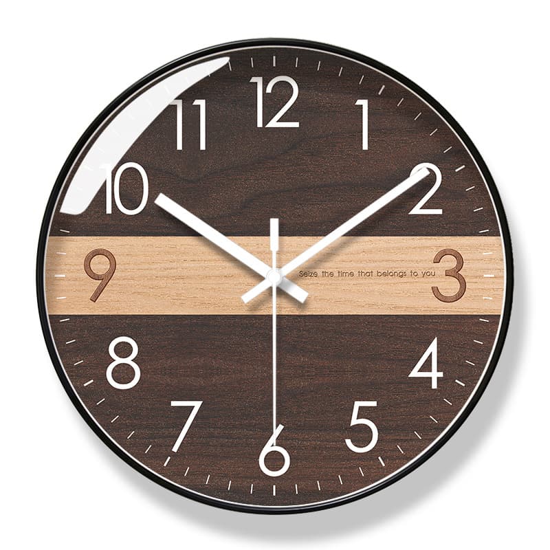 IPRA 6855 Wood Texture Wall Clock Living Room Clock Fashion Art Clock Wall Watch Silent Sweep Quartz Clock