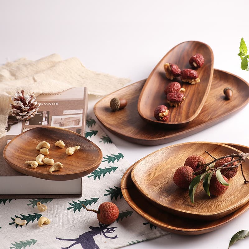 Irregular Tea Tray Dessert Plate Oval South American Walnut Tray Plate Fruit Plate Snack Tray Shaped Wood Plate