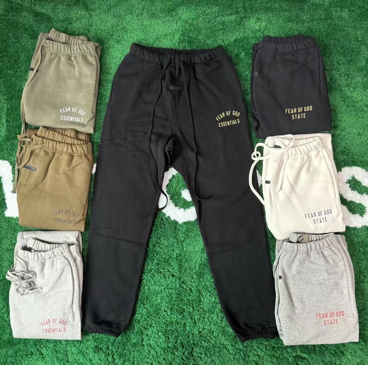 High-Quality FOG Replica ESSENTIALS Fall/Winter Fleece-Lined Unisex High-Street Relaxed Tapered Sweatpants