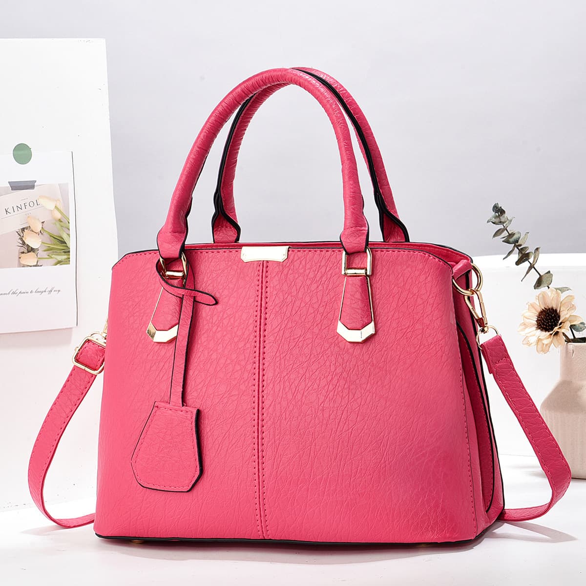 Popular Foreign Trade Women's Bag 2025 New Large-Capacity Commuter Tote Bag Classic Middle-Aged Satchel Shoulder Crossbody Bag