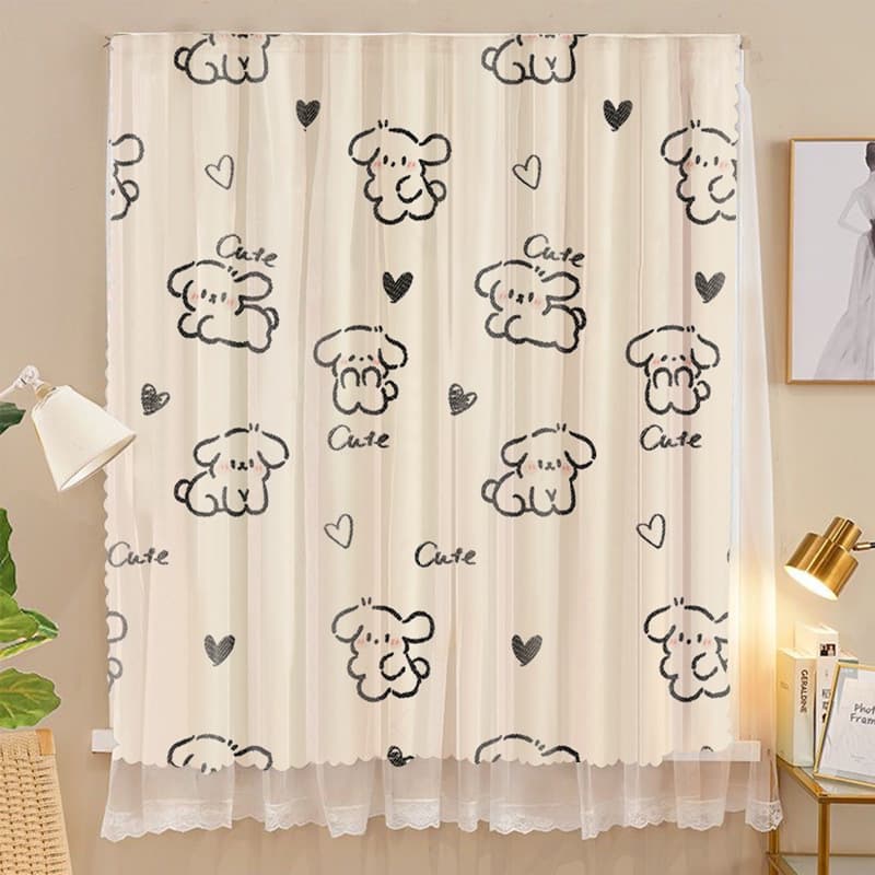 Curtain with Sheer New Style No Drilling Installation Magic Tape Bedroom Stick-On Blackout Fabric Rental House Self-Adhesive Sunshade