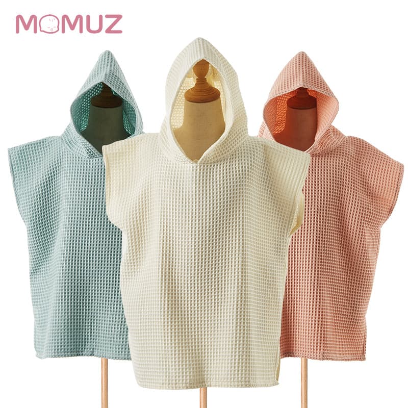 Cotton Hooded Bath Towel, Absorbent Hooded Bathrobe, Children's Beach Towel, Four-Season Wear, Cross-Border Solid Color Simple