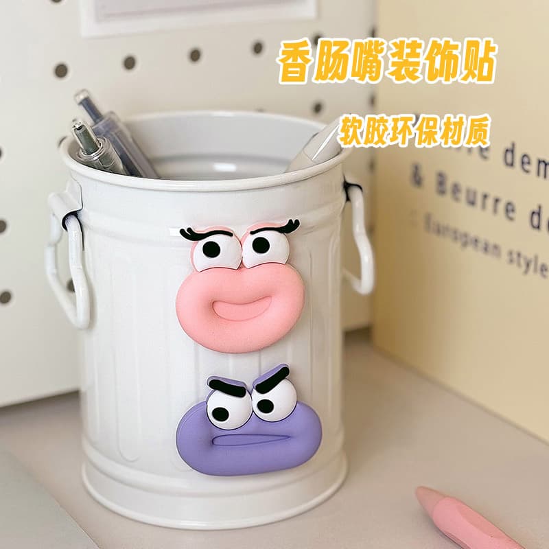 Wholesale Personalized Creative Traceless Adhesive Cartoon Sausage Mouth Refrigerator Magnets 3D Decorative Stickers Quirky and Funny