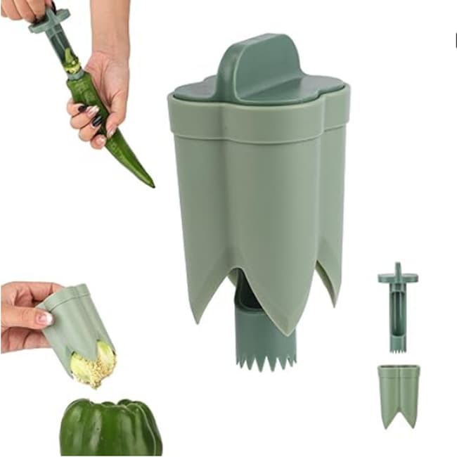 Simple Home Kitchen Coring Tool for Peppers and Bell Peppers, Seed Remover, Tiger Skin Green Pepper Corer