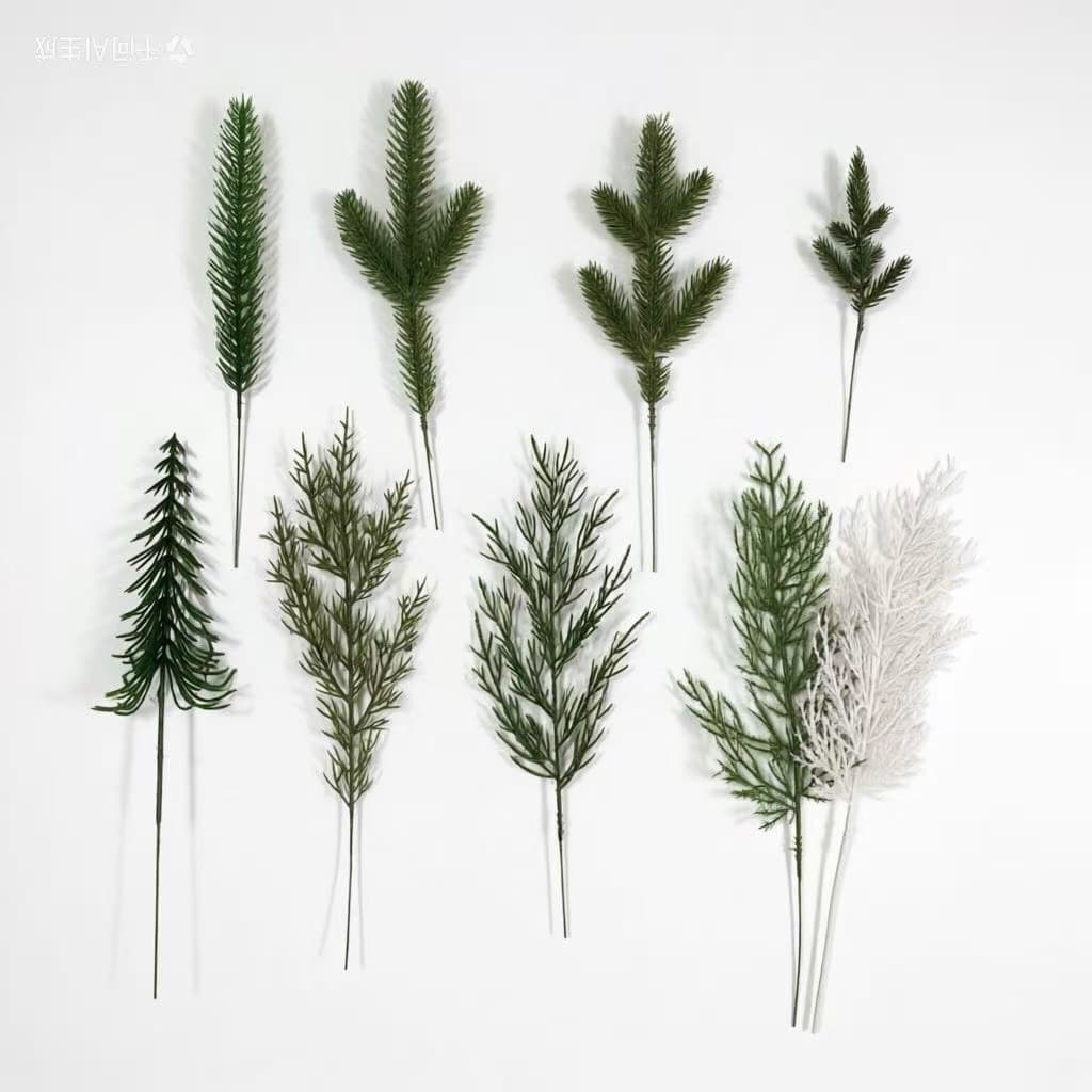 Cross-Border Christmas Tree Three-Dimensional Double-Sided Five-Branch Pine Needle Photography Pine Branch Gift Decoration Prop Artificial Plant Leaves