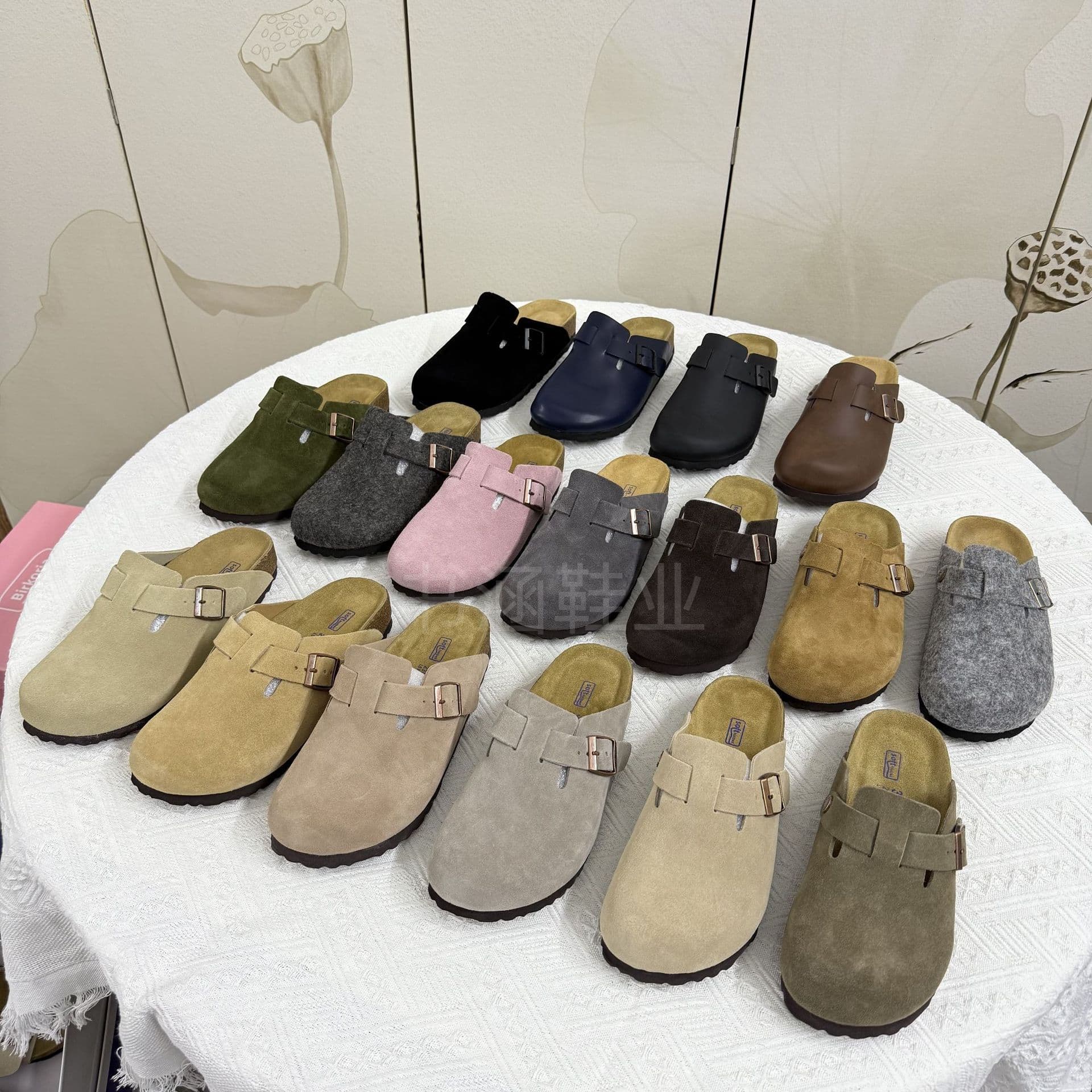 Cross-border large size genuine leather Birkenstock shoes for boys cork thick sole outer wear lazy classic bag toe half slippers for women