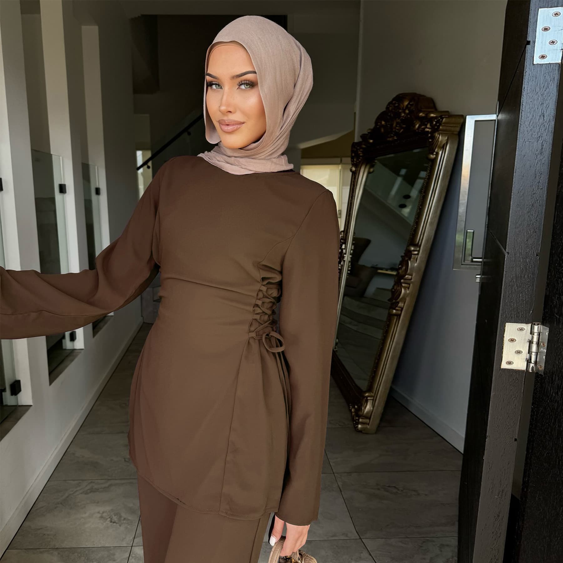 2025 Loriya Fashion Solid Color Top + Pants Two-Piece Set LR1090