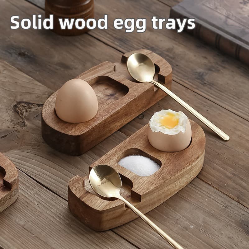 New Amazon Cross-border Acacia Wood Egg Tray Set - Egg Cups, Shell Holders, Punch Tools & Cup Stands