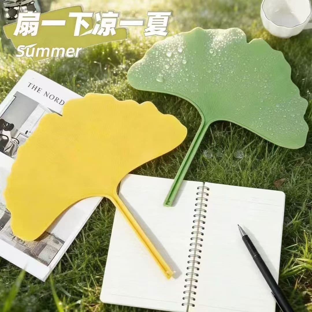 Ginkgo leaf fan is cool and durable in summer, large ginkgo leaf fan, anti-fall hand-cranked fan, literary summer fan