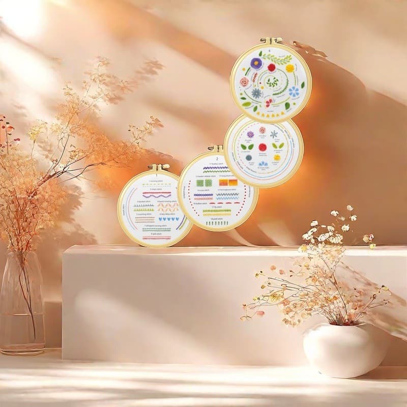 New Hand Embroidery DIY Material Kit Lu Embroidery English Beginner Practice Kit Needle Thread Embroidery Hoop Tool Set
