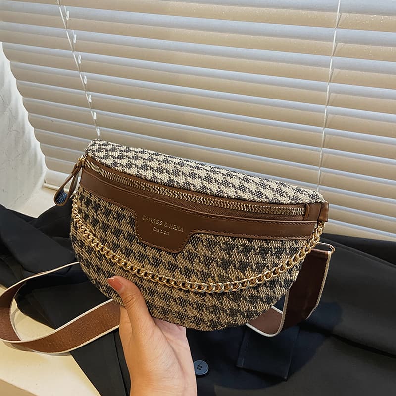 Leopard Print Chest Bag Shoulder Bag Women's New Retro Fashion Plaid Diagonal Waist Bag Textured Women's Bag Manufacturers Wholesale