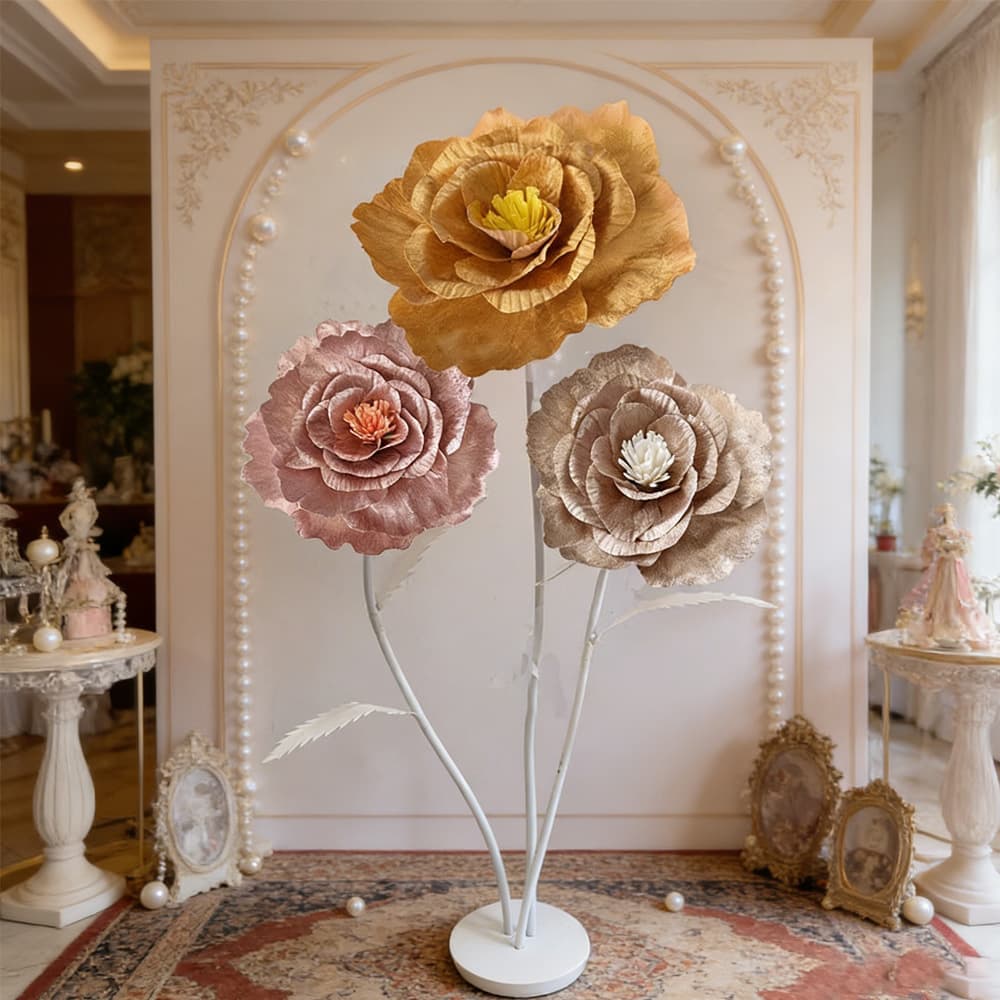 Simulated Velvet Peony Large Flower Art Display Handmade Flower Window Decoration Mall Arrangement Wedding Floral Decoration Artificial Flower