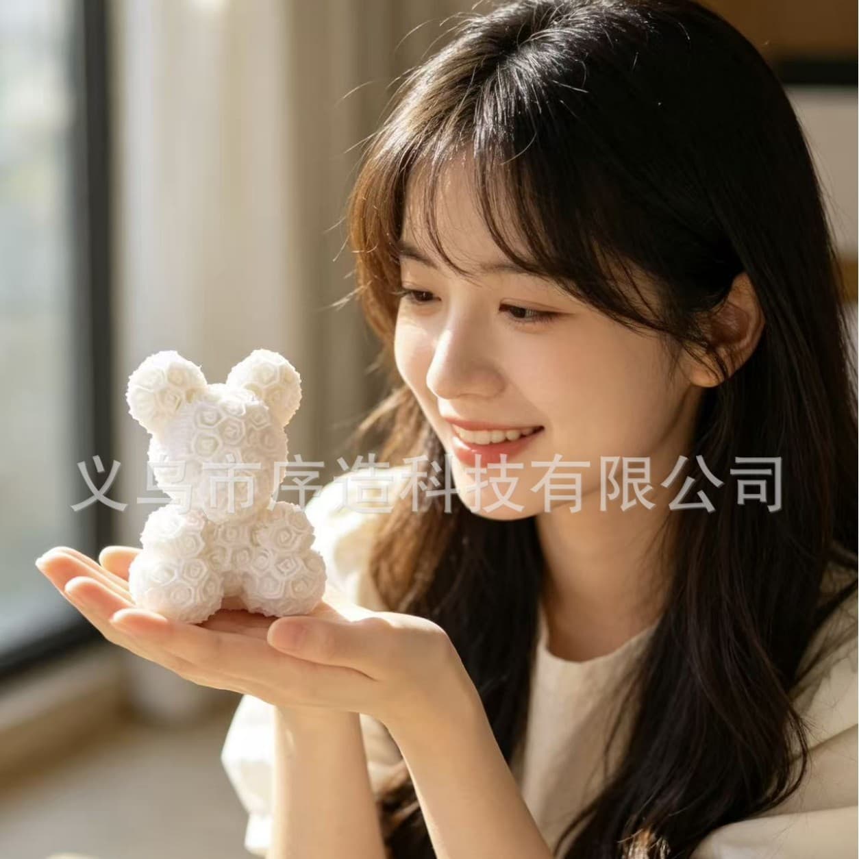 Cross-border 3D printed rose bear doll ornaments, Valentine’s Day gifts, foreign trade bear gifts, creative ornaments