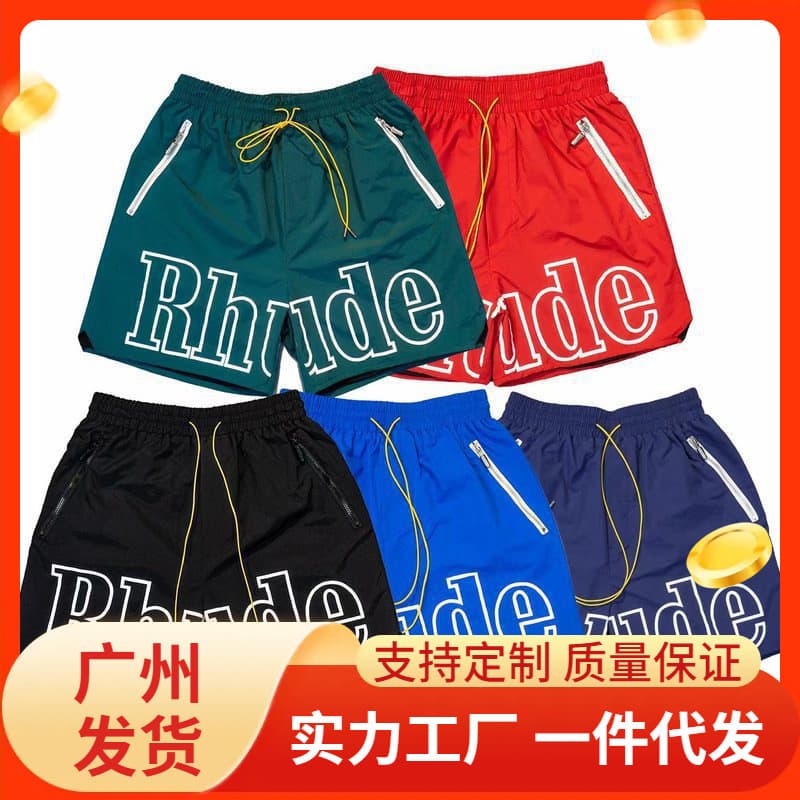 Cross-border Foreign Trade Streetwear RHUDE Letter 3M Reflective Casual Sports Shorts Unisex American High Street Beach Pants