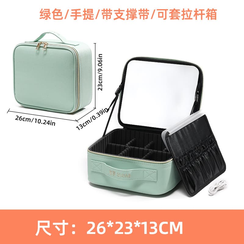 Cross-border Cosmetic Bag Women Portable Makeup Bag with LED Light Mirror Tattoo Artist Tool Storage Box Organizer Mirror