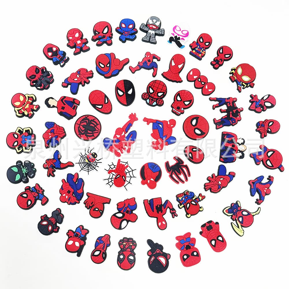 Spider-Man Series Croc Shoes Shoe Flower Accessories Shoe Buckle DIY Decorative Buckle Marvel Movie Croc Shoe Accessories Wholesale