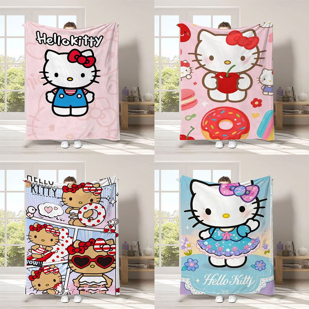 Cross-Border Hello Kitty Cat Blanket Thickened Cartoon Hello Kitty Throw Blanket Digitally Printed Blanket Blanket