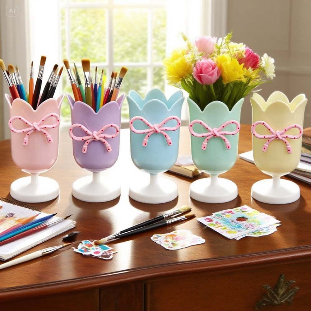 Tulip Pen Holder Desktop Cute Pen Stand for Girls Children Students Creative Ornament High-End Multifunctional for Primary School Students