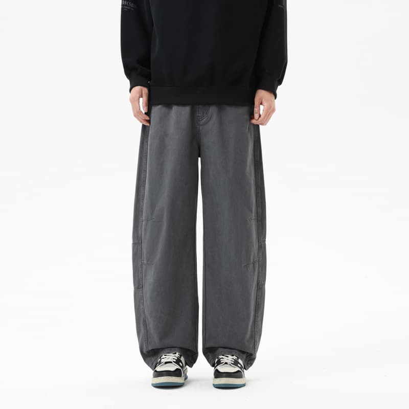 American retro black scimitar pants for men, loose silhouette, trendy brand, casual overalls for men, men