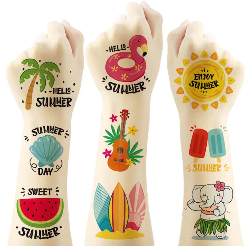 Children's Sunshine Beach Tattoo Sticker Cartoon Tattoo Sticker Transfer Disposable Tattoo Birthday Party Party Sticker