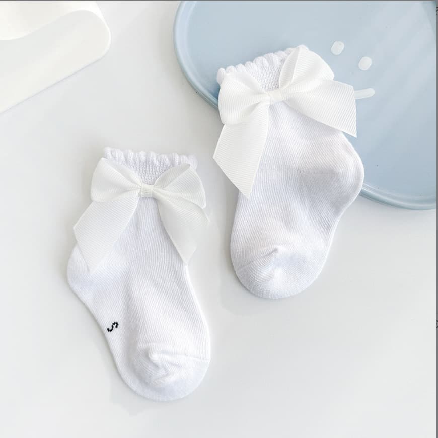 Baby Socks Spring Summer Autumn Winter Bow Socks Cotton Breathable Loose Top Anti-Slip Mid-Calf Newborn Girl Socks