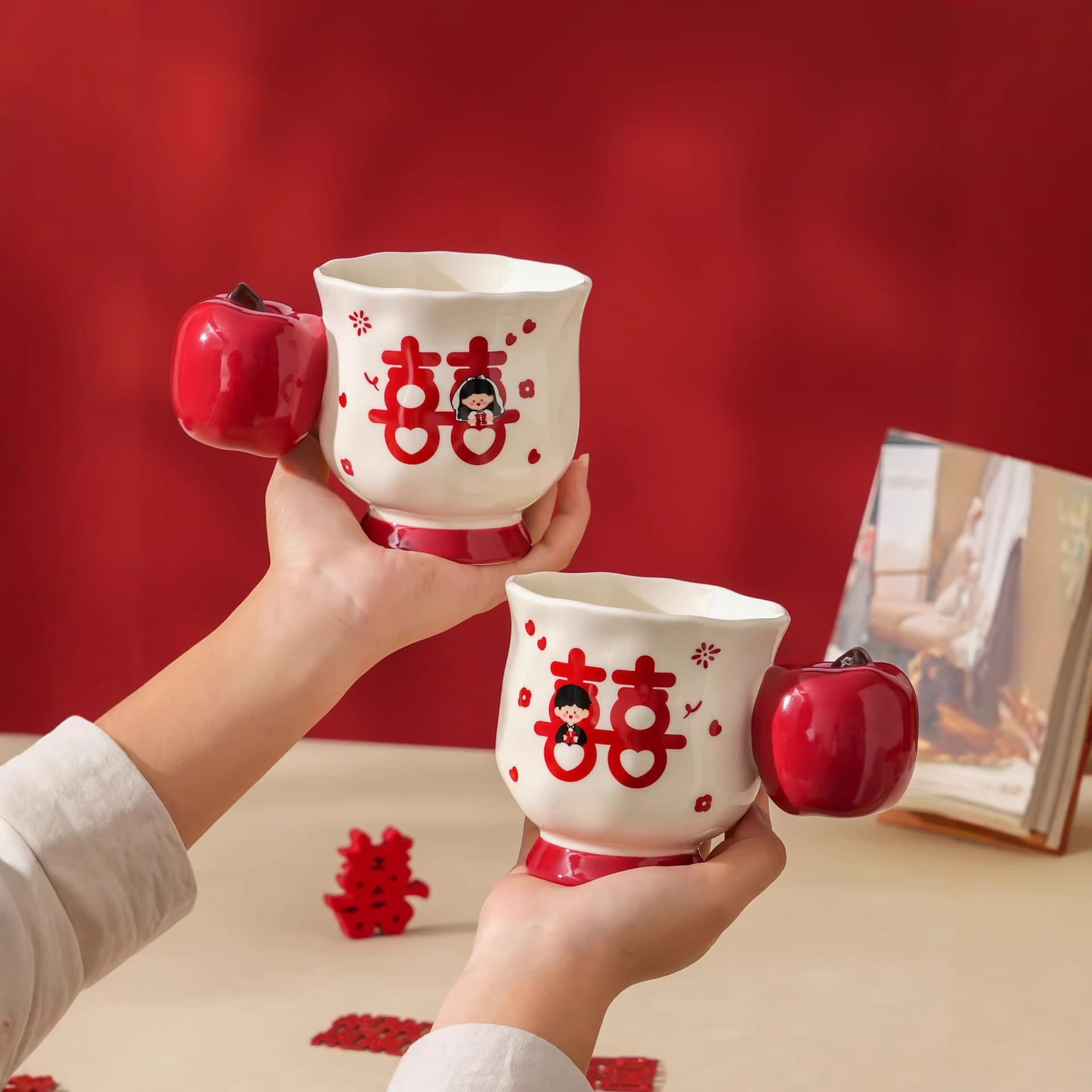 Wedding Ceramic Water Cup Practical Couple Cup Engagement Gift Mug Cup Souvenir Gift