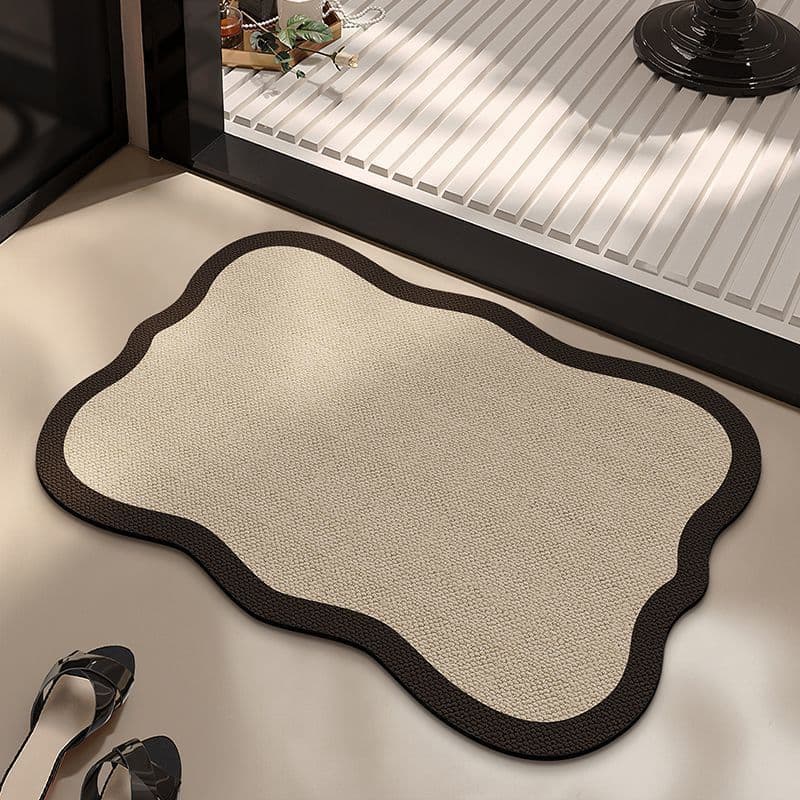 French Light Luxury Bathroom Soft Diatom Mud Mat, Water-Absorbent and Non-Slip Mat for Bathroom Entrance, Quick-Drying Foot Mat for Shower Room