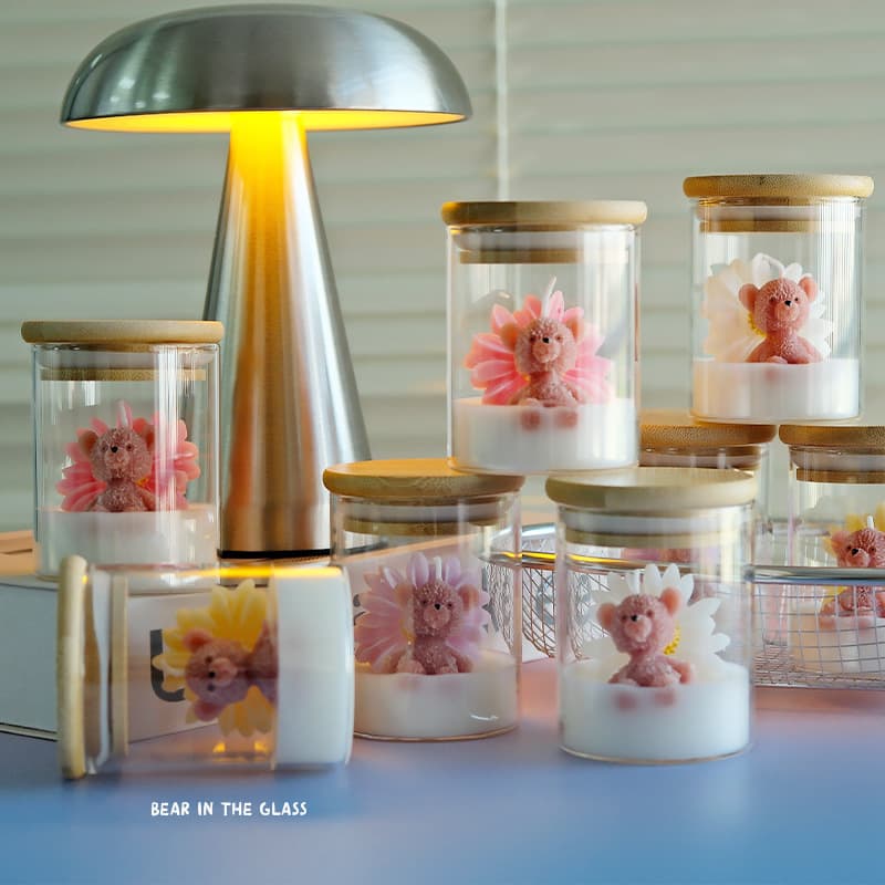Cute Bear Floral Aromatherapy Candle, Adorable Bear Birthday Gift, Party Favor, Home Decor Ornament Candle Cup Wholesale