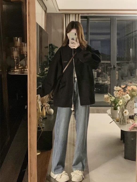Retro American large-pocket windbreaker, 2024 spring/autumn new style, lapel loose casual versatile niche jacket.