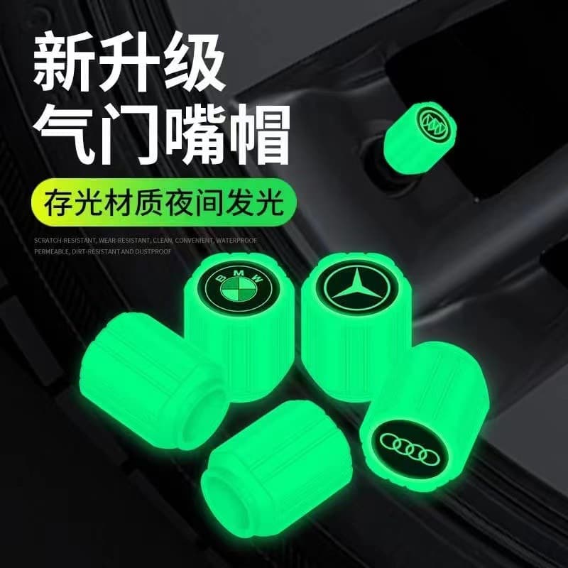 Car Tire Valve Stem Cap Glow-in-the-Dark Valve Cap Upgraded Tire Valve Core Cover Auto Air Valve Cap Set