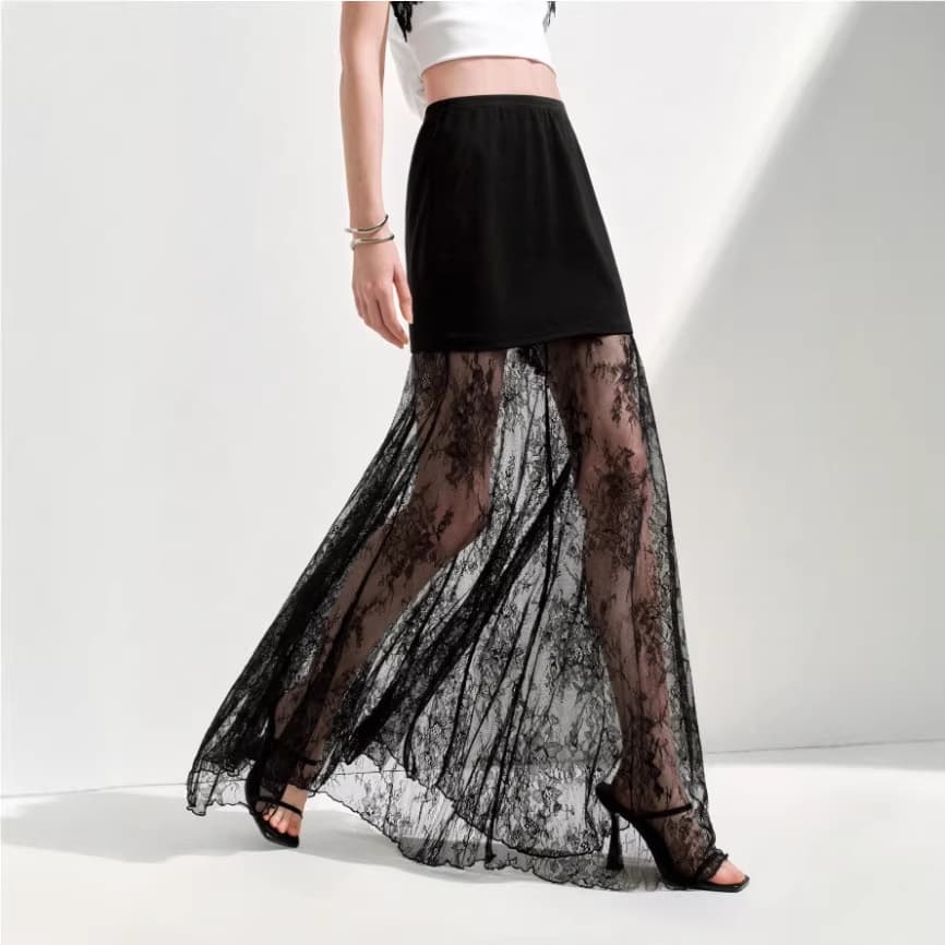 Cross-border European and American Style 2026 Summer New Collection Independent Station Women's Sexy Lace Patchwork Long Dress