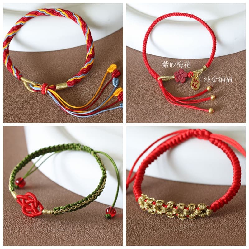 Baby Infant Purple Sand Little Red Flower Couple Woven Red String Bracelet Pregnant Women National Trend Versatile Bracelet Accessory