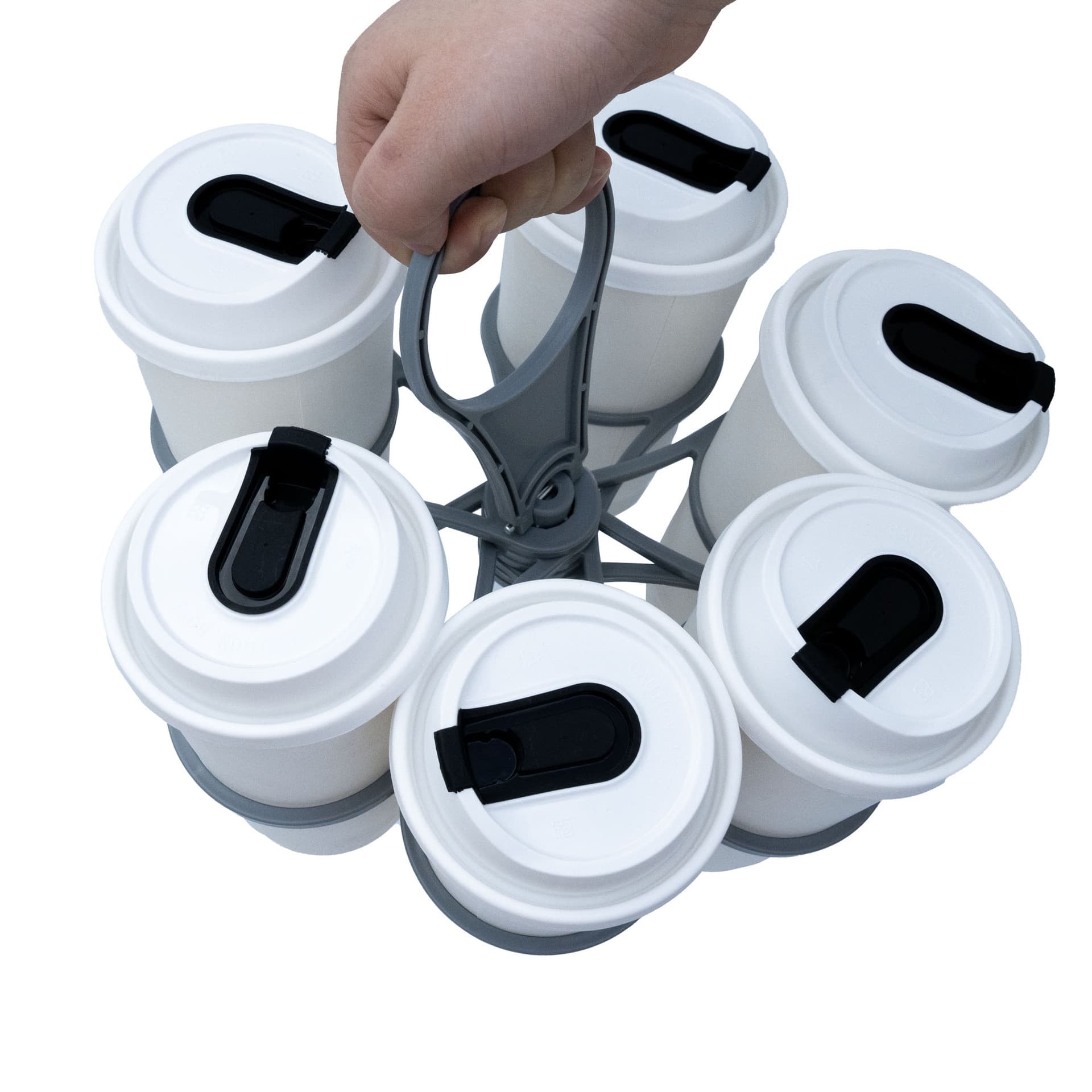 Eco-friendly coffee, milk tea, and beverage hand-held cup holders with fixed bases, freely combinable for 3 or 6 cups, takeaway cup carriers