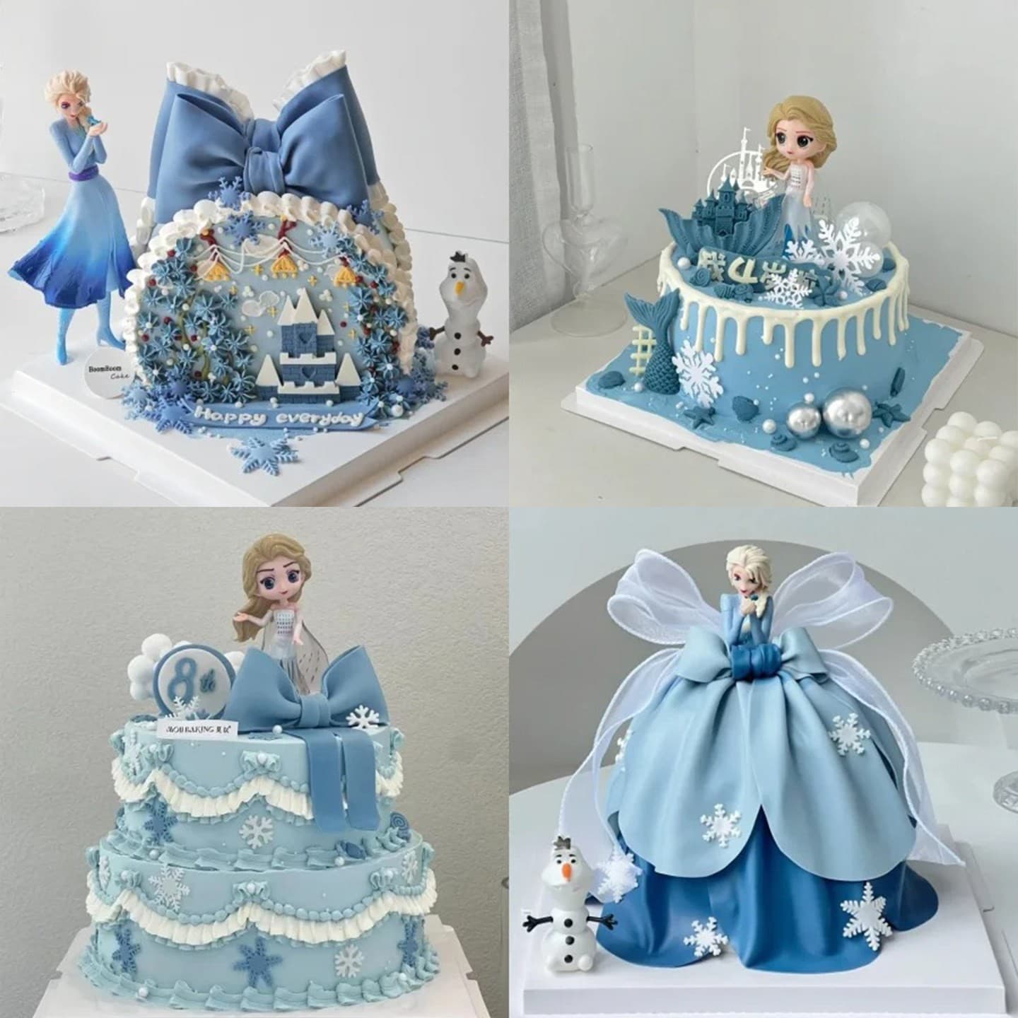 Internet celebrity Ice and Snow Queen 4th generation Princess Elsa cake decoration ornaments Snow Baby girl children's birthday snowflake plug-in