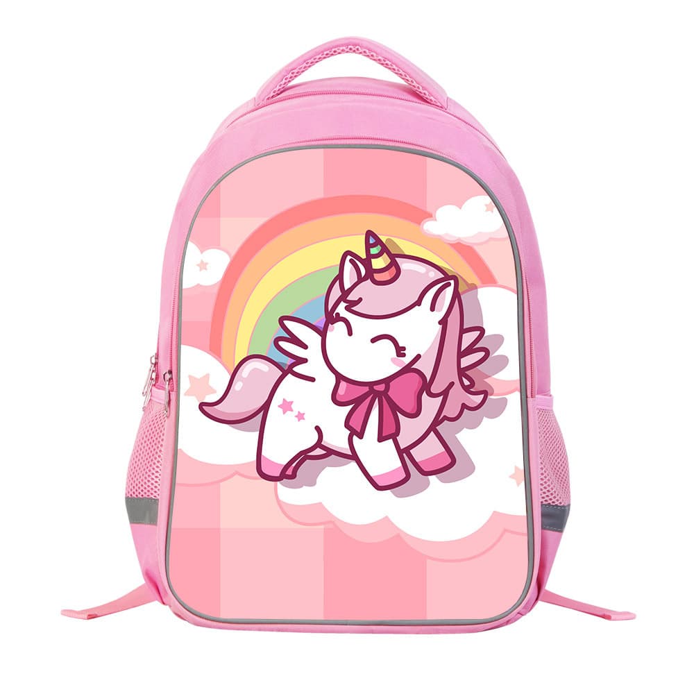 Amazon Unicorn Pink Double-Layer Backpack Korean Style Elementary School Student Bookbag Customizable with Your Image Computer Backpack