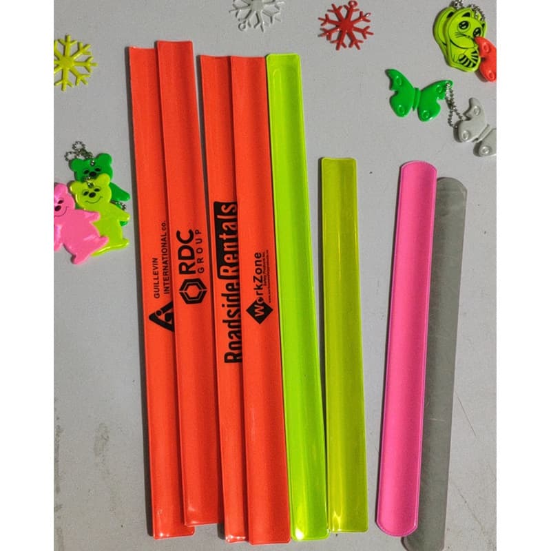 Professional PVC Yellow Reflective Snap Bracelet Flocked Logo Gift, Cycling Luminous Safety Warning Reflector