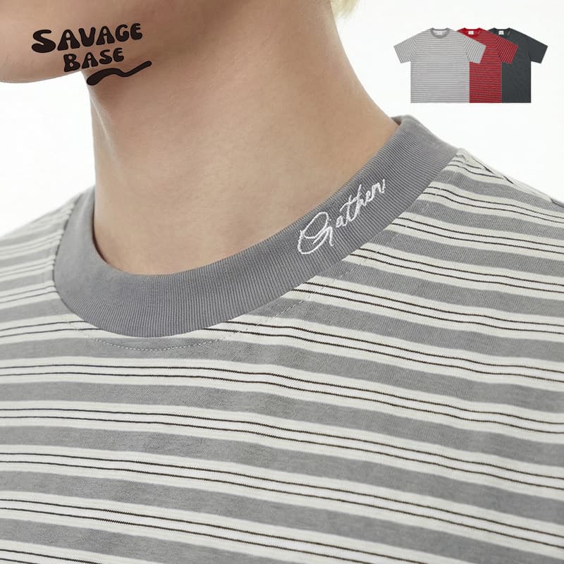 SAVAGEBASE 2026 Summer New Street Style Embroidery Collar Couple Casual Short Sleeve Cotton T-Shirt