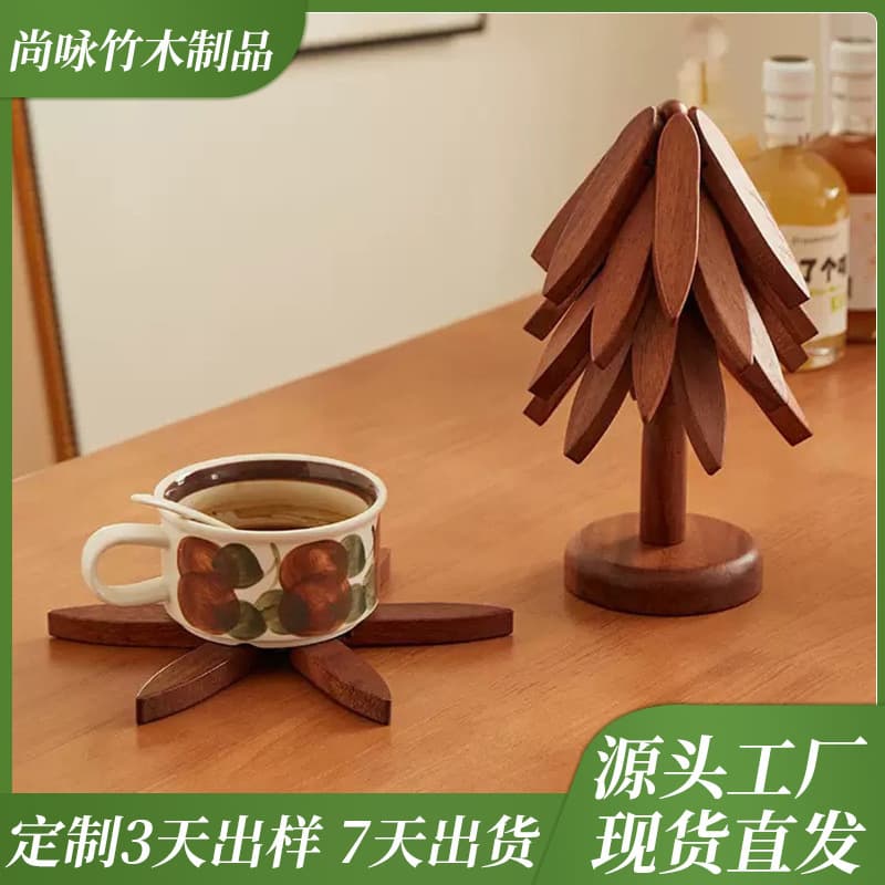 Premium Walnut Tree-Shaped Heat Insulation Mat, Burn-Proof Home Dining Table Creative Decorative Mat, High-Temperature Resistant Coaster