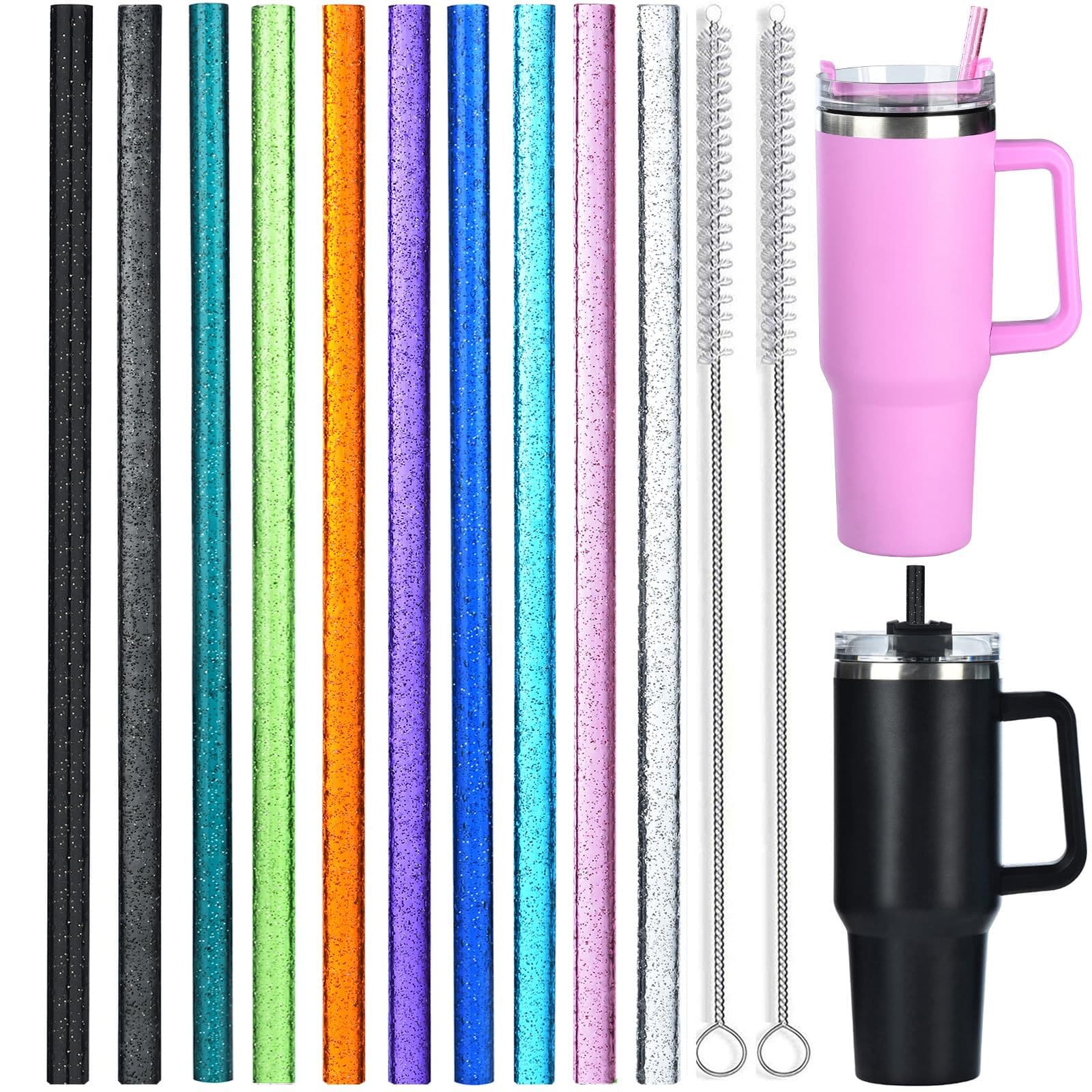 Stanley Car Cup Accessories Reusable Plastic Glitter Straw Approx. 30cm with Brush Cross-border In Stock