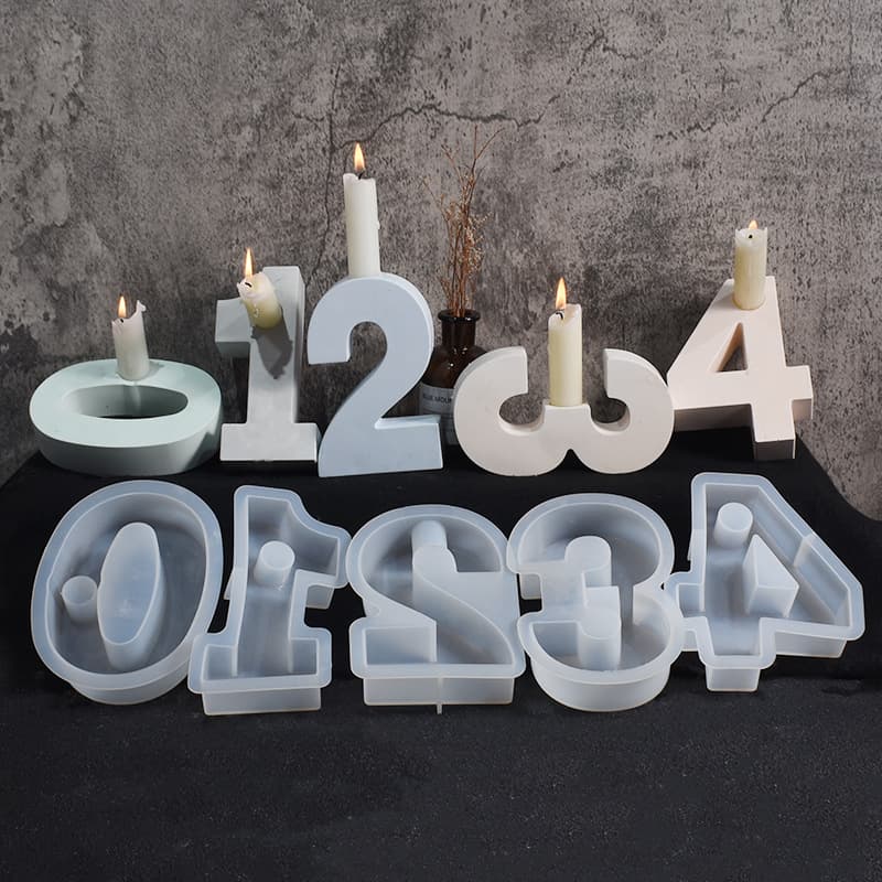 1234 digital candlestick mold gypsum cement scented candle holder 568 digital silicone mold mirror glue DIY