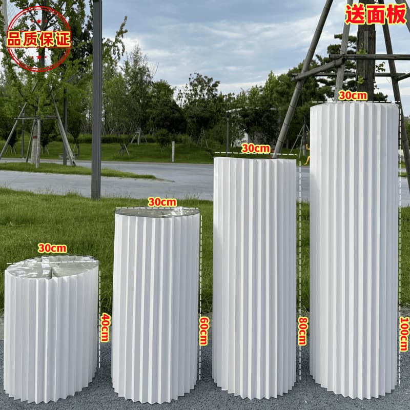 Wedding Folding Cylindrical Dessert Stand Column Origami Roman Pillar Decoration Round Window Display Birthday Cake Holder