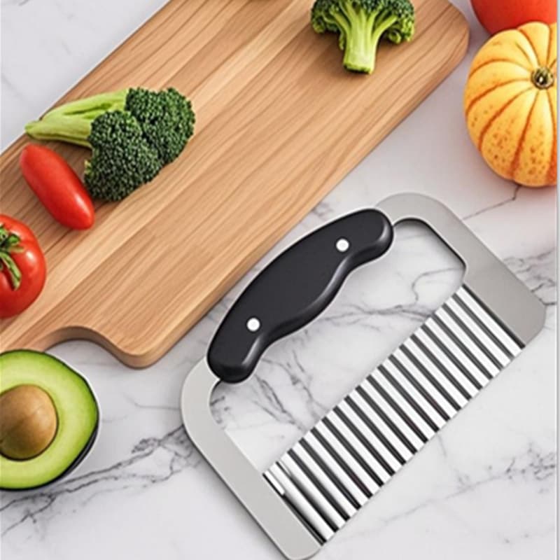 Stainless steel wavy noodle cutter, potato strip maker, crinkle-cut fry blade, ripple noodle knife, jagged potato slicer
