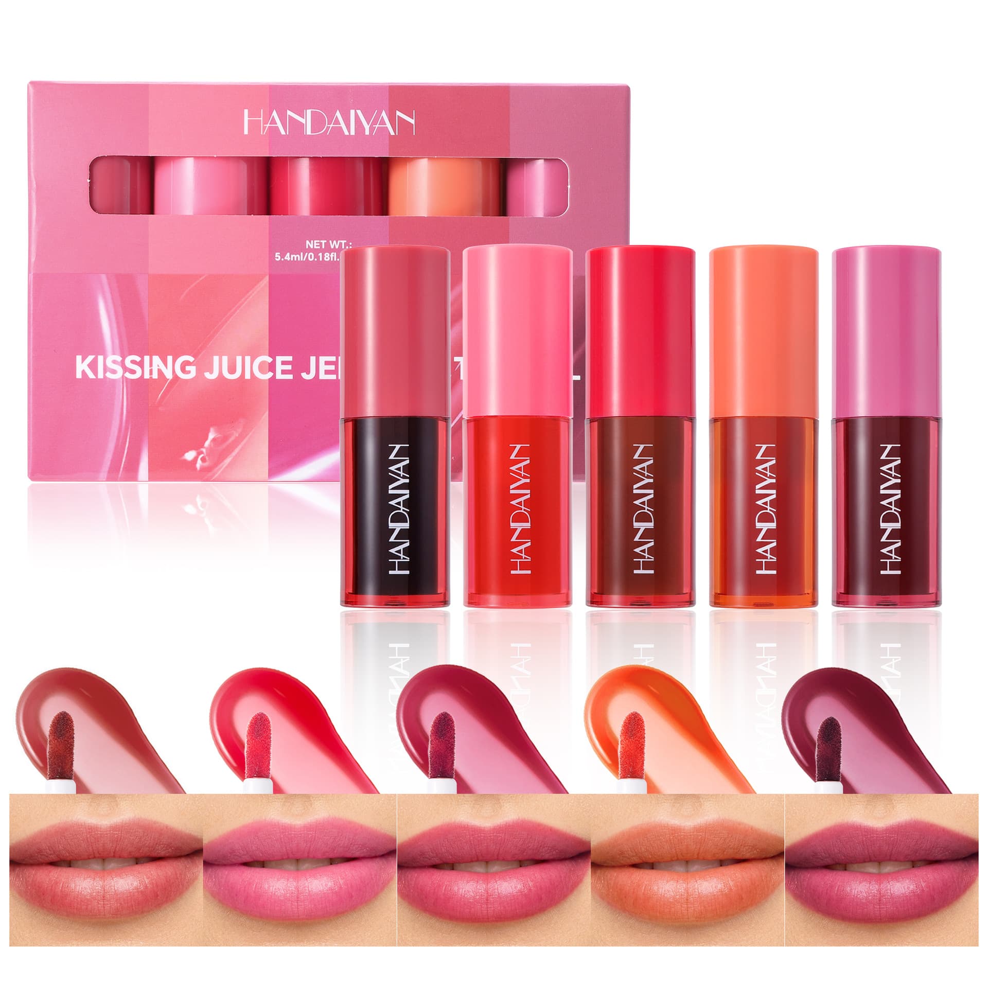 Han Daiyan 5-color set lipstick non-stick cup lip glaze matte lip gloss dyed lip liquid lipstick liquid waterproof and long-lasting