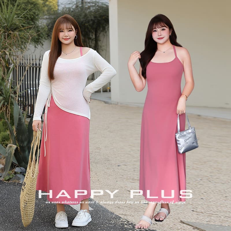Runqi plus size hot girl casual I-shaped beautiful back and waist A-line suspender skirt 8953 hot girl temperament suspender skirt