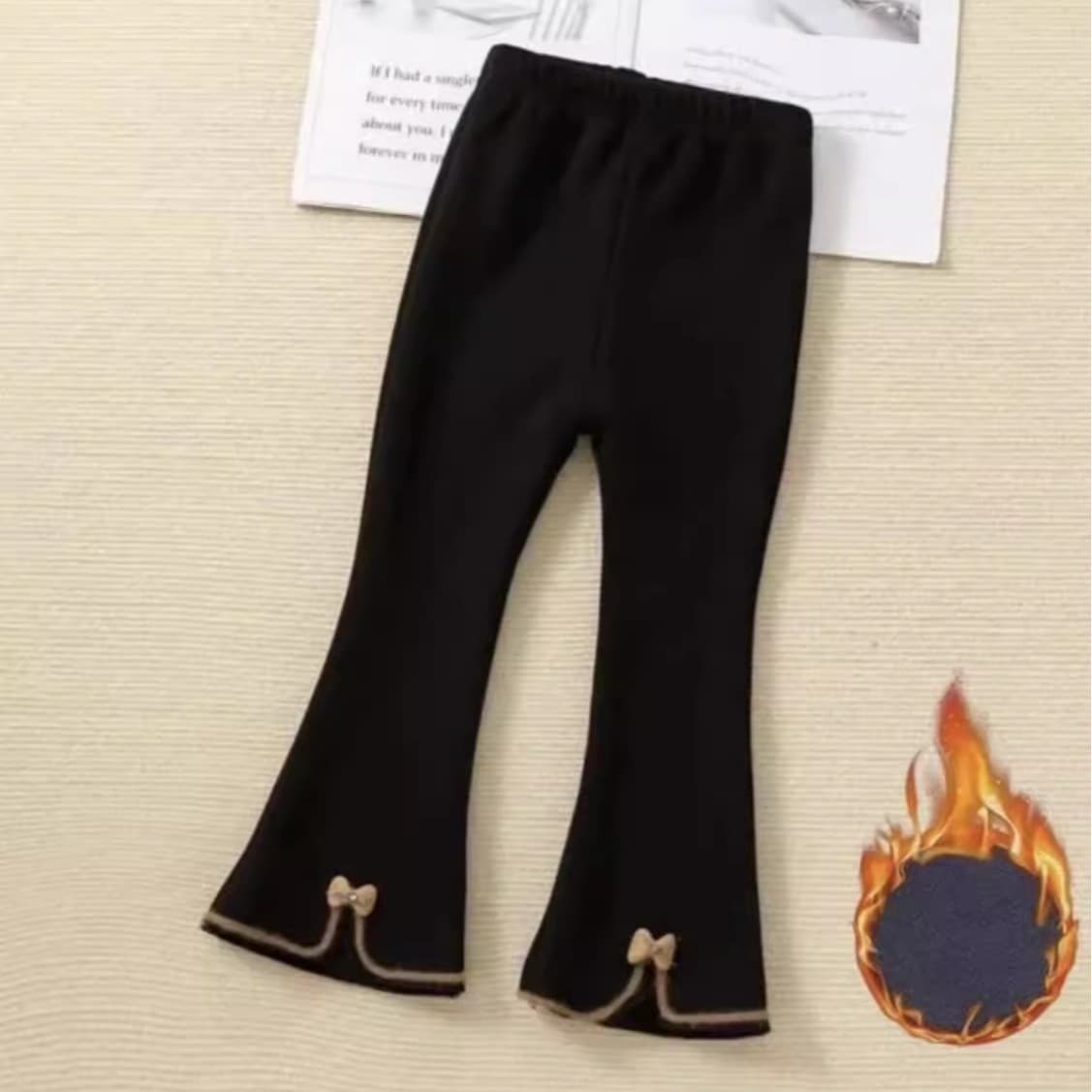 Girls' Autumn Winter Flared Pants Baby Stylish Outer Wear Fleece-Lined Leggings Small to Medium Children Korean Version Versatile Fashion Pants