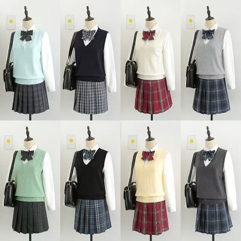 In Stock JK Uniform Pullover Vest Knitwear Cardigan Sleeveless Layering Japanese School Style V-Neck Wholesale