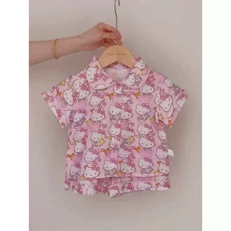 2025 Summer New Baby Clothes Kids Cute Cat Girl Homewear Pajamas Two-Piece Set