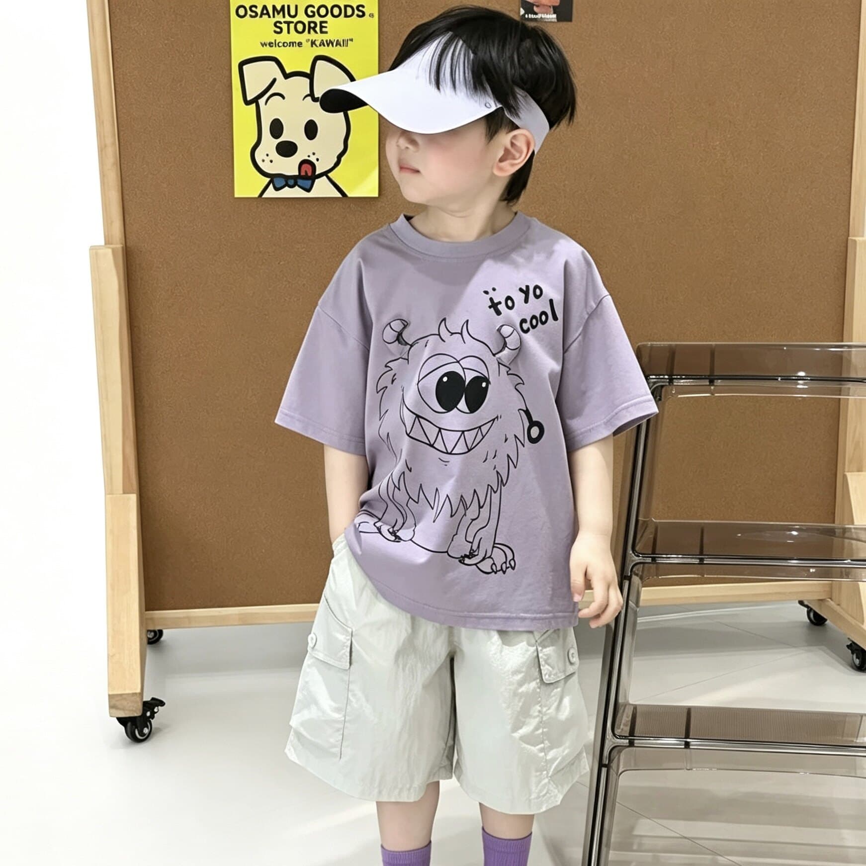 Boys summer suit 2026 new Korean version children's little monster short-sleeved T-shirt handsome fashionable shorts two-piece set trendy